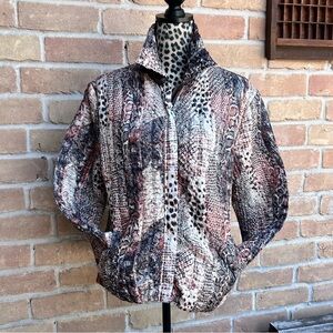 UBU Crinkle Ultra Light Reversible  Puffer Jacket Brown Animal Print NWOT